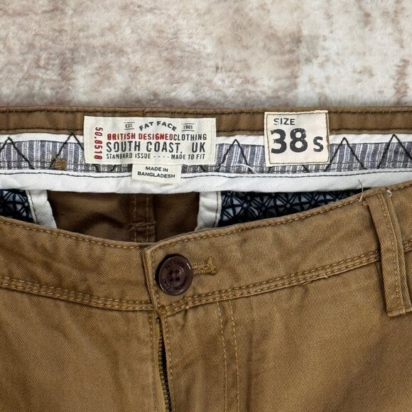 Fat Face Brand Medium Brown Cotton Stretch Slim Fit Chinos, 38 - Picture 4 of 6